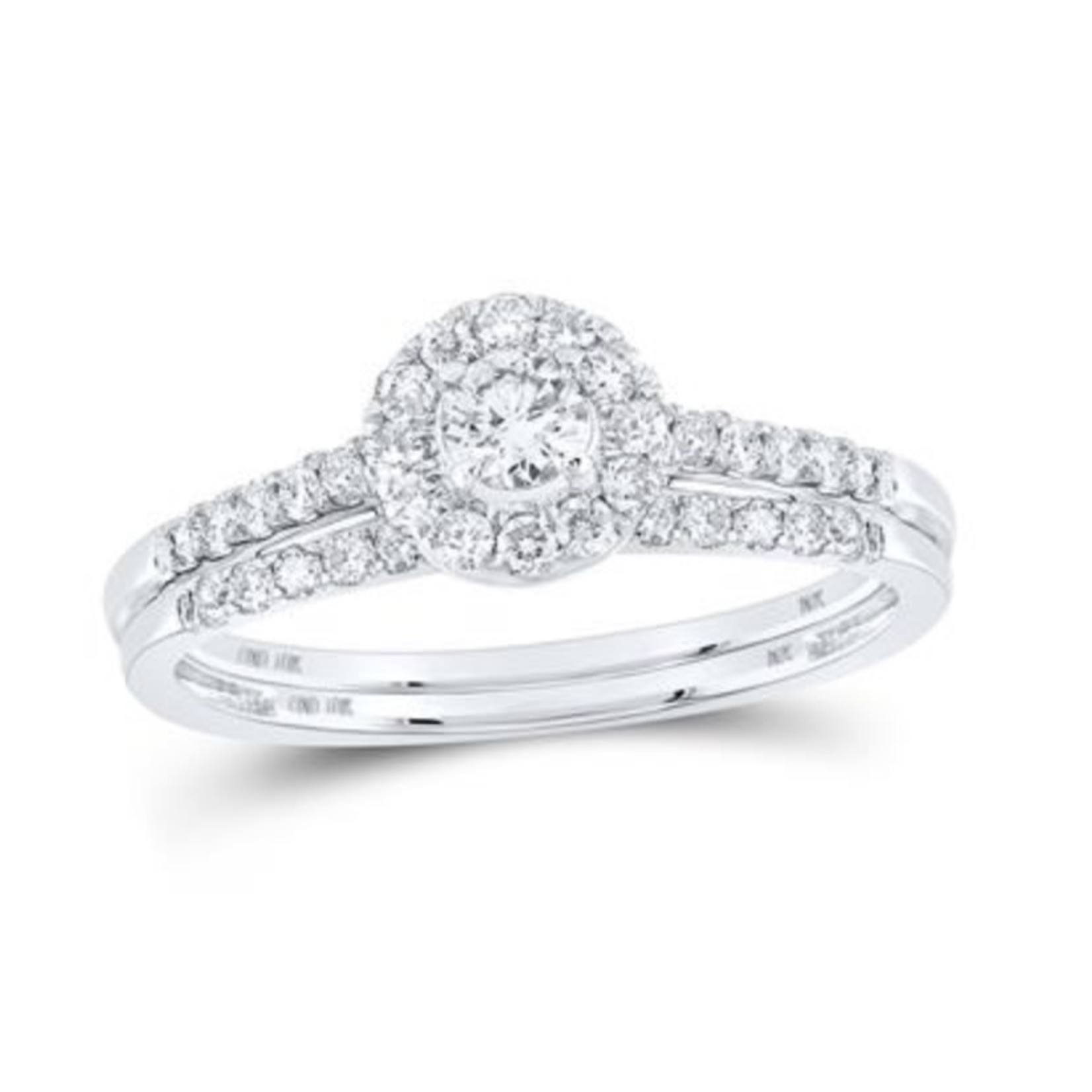 GND 10k White Gold 1/2 ctw Round Diamond Bridal Set