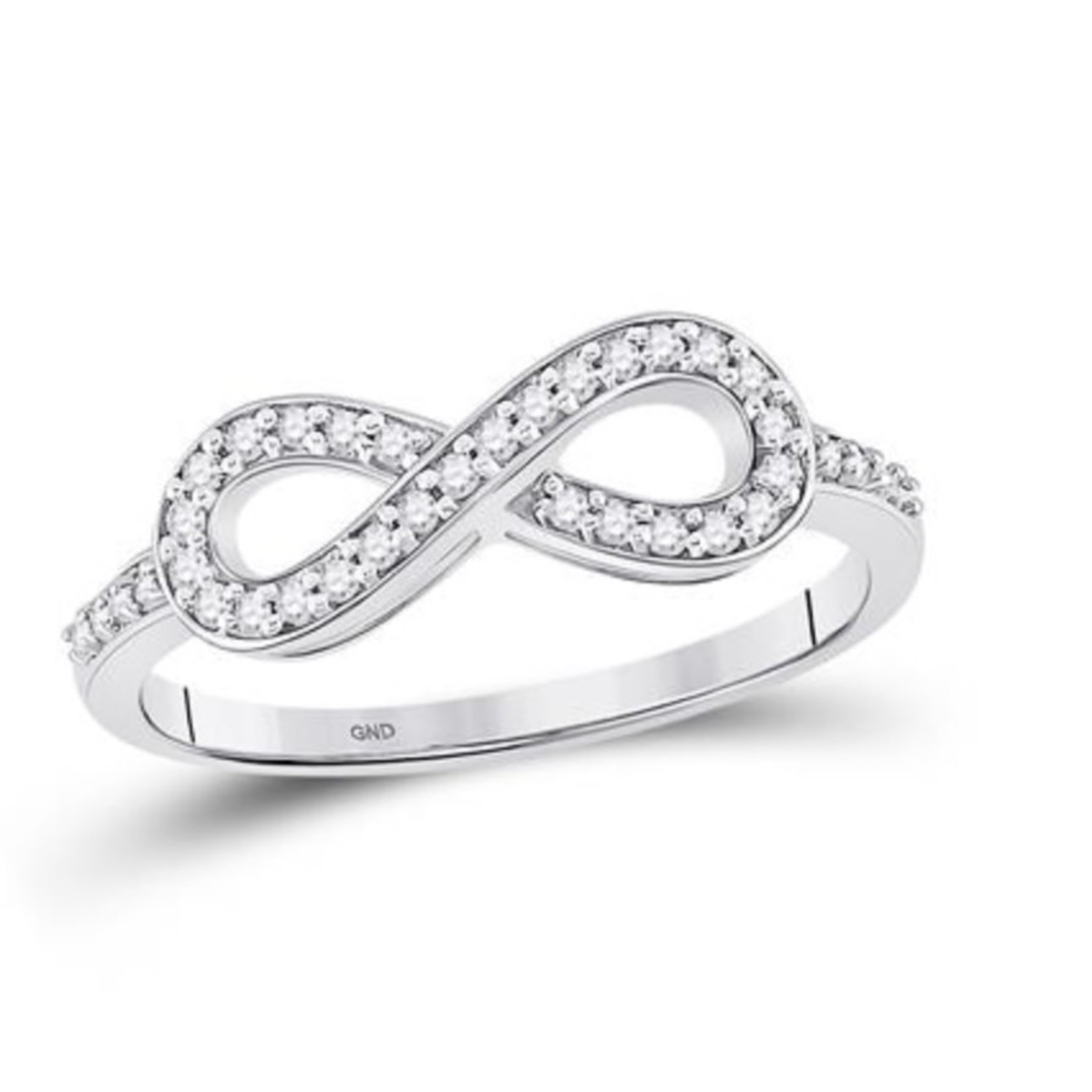 GND 10k White Gold 1/5 ctw Diamond Infinity Ring
