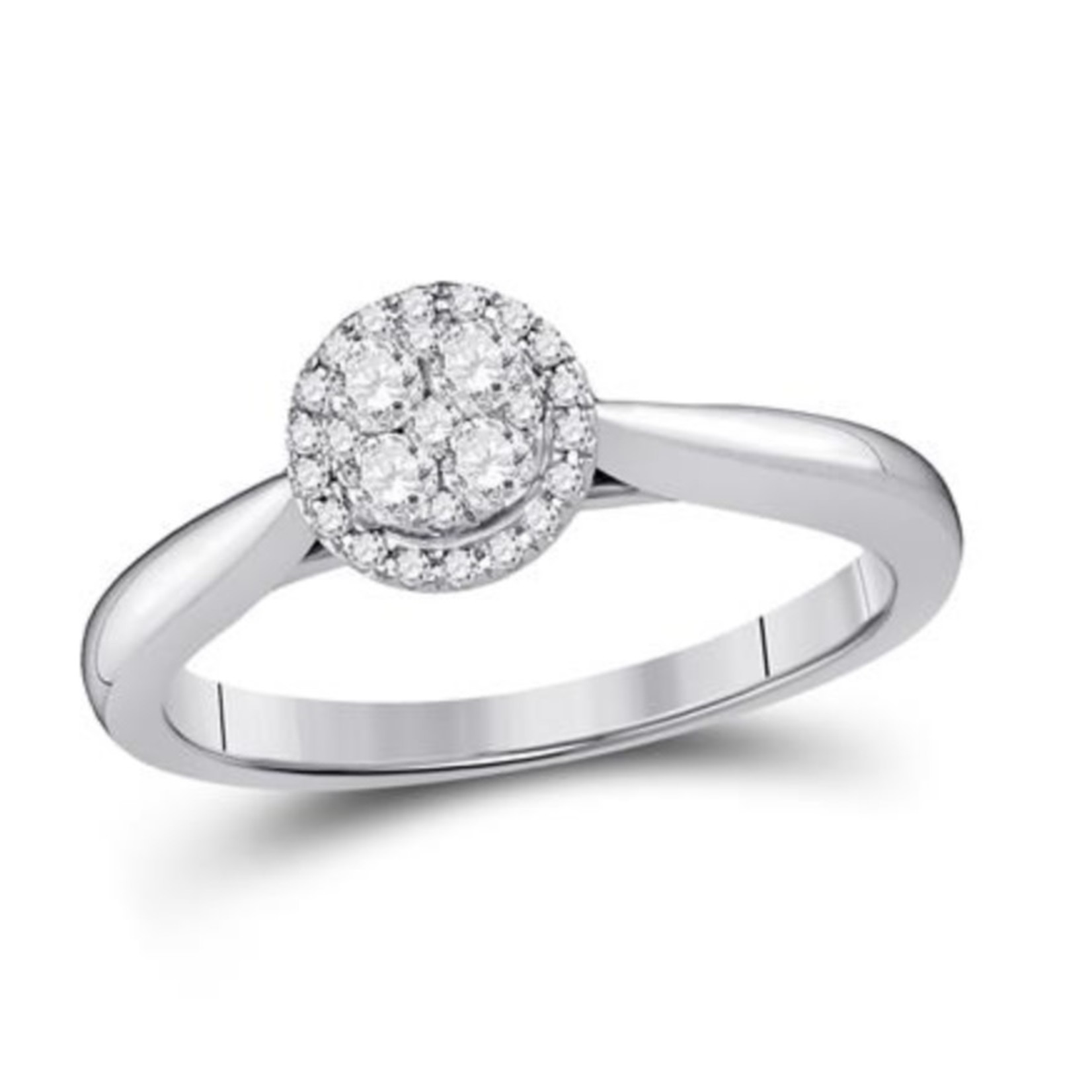 GND 14k White Gold 1/4 ctw Round Diamond Engagement Ring