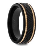 Thorsten Baroque Black Titanium with Gold Milgrain Ring