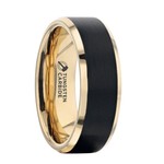 Thorsten Gaston Brushed Black Tungsten Carbide with Gold Ring