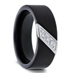 Thorsten Liam Black Tungsten Carbide with Diamond Ring