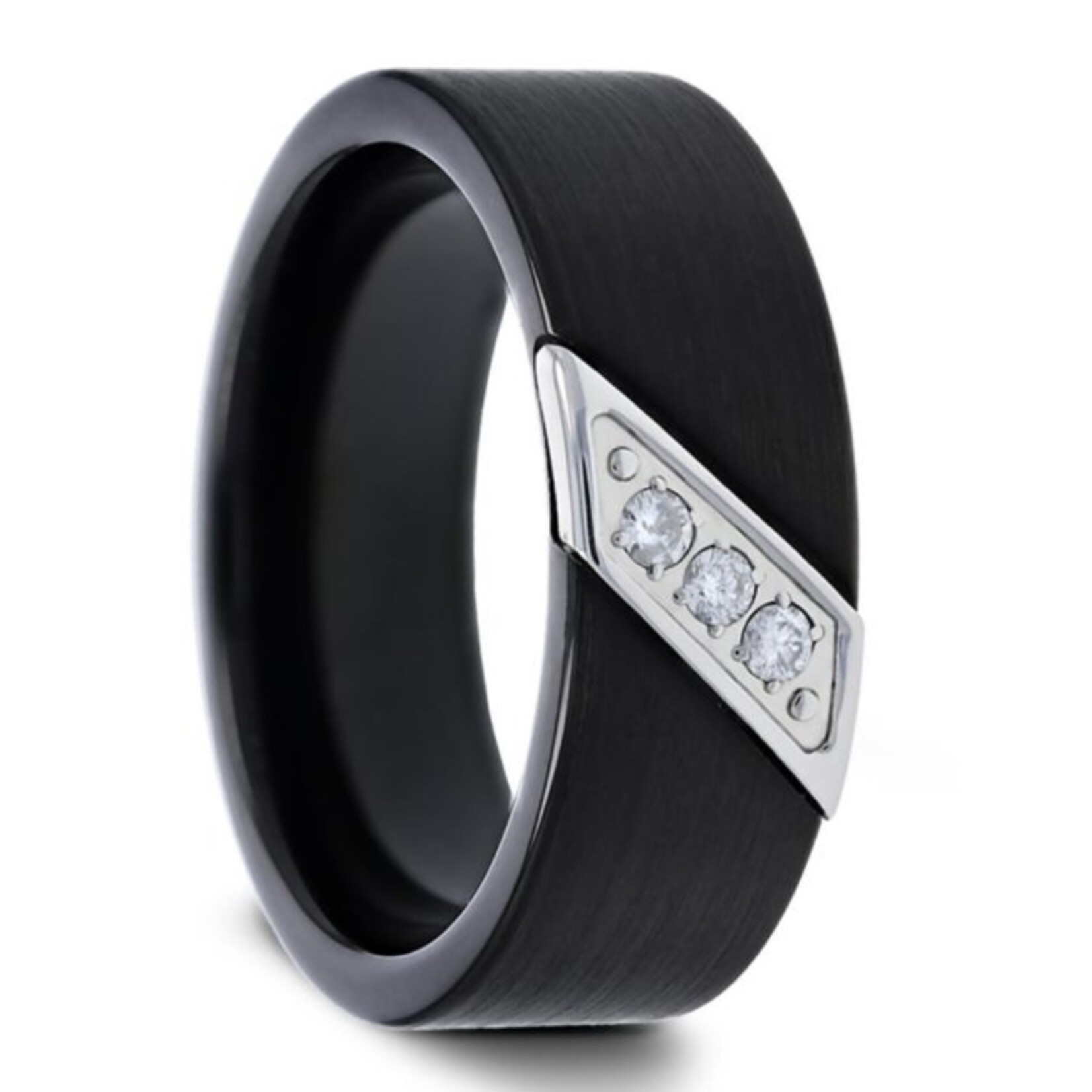 Thorsten Liam Black Tungsten Carbide with Diamond Ring