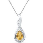 GND Sterling Silver Citrine and 1/20 ctw Diamond Necklace