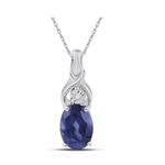 GND Sterling Silver Created Sapphire and Diamond accent Necklace