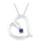 GND Sterling Silver Lab Created Blue Sapphire Heart Necklace