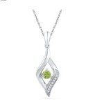 GND Sterling Silver Peridot and 1/20 ctw Diamond Necklace