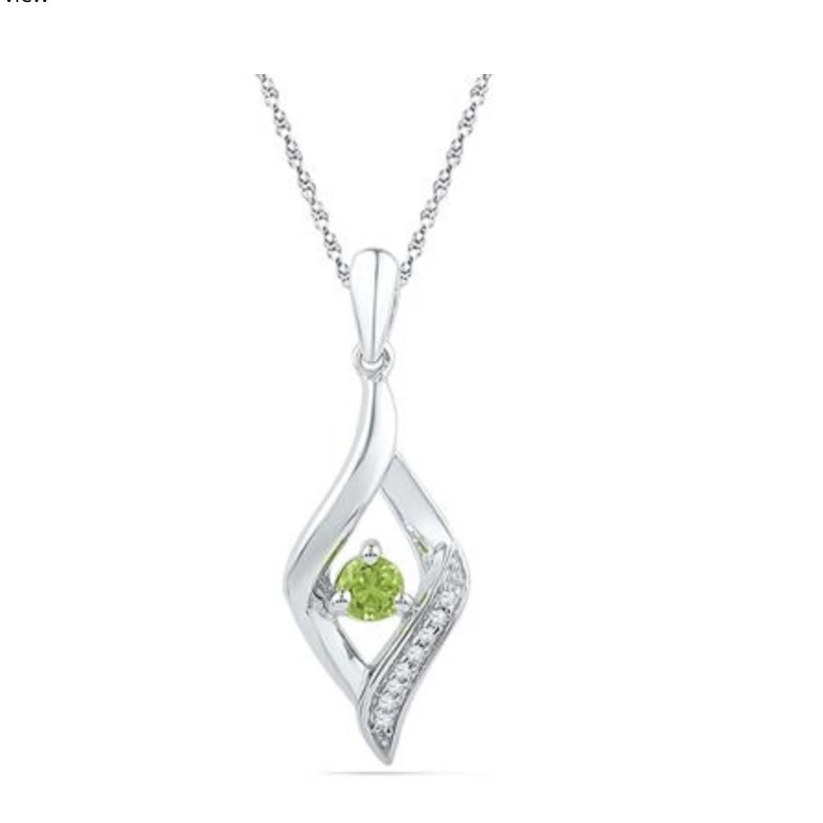 GND Sterling Silver Peridot and 1/20 ctw Diamond Necklace