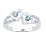 GND Sterling Silver Aquamarine and Diamond Accent Ring