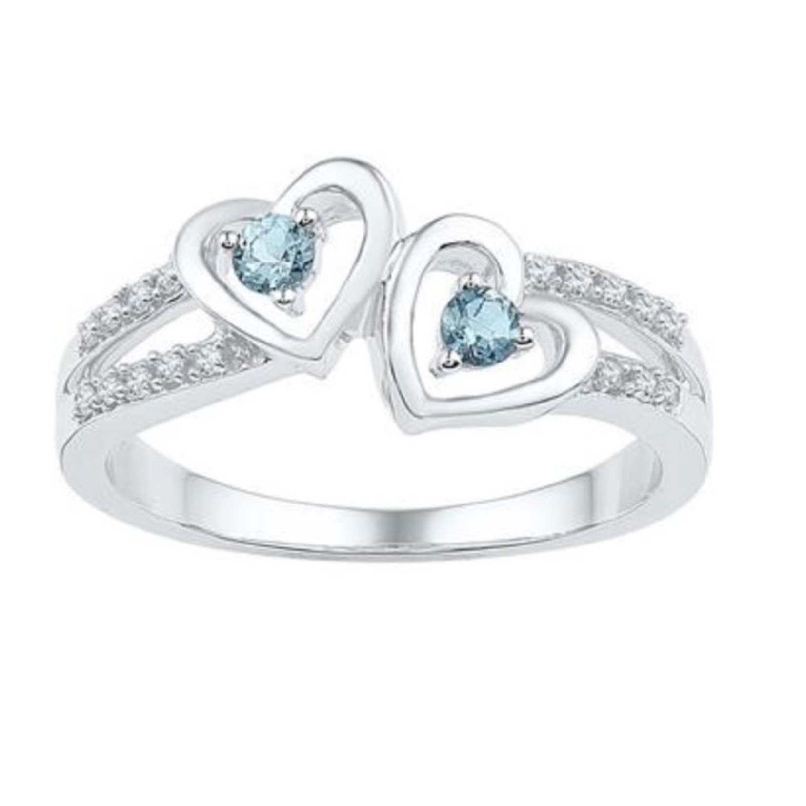 GND Sterling Silver Aquamarine and Diamond Accent Ring