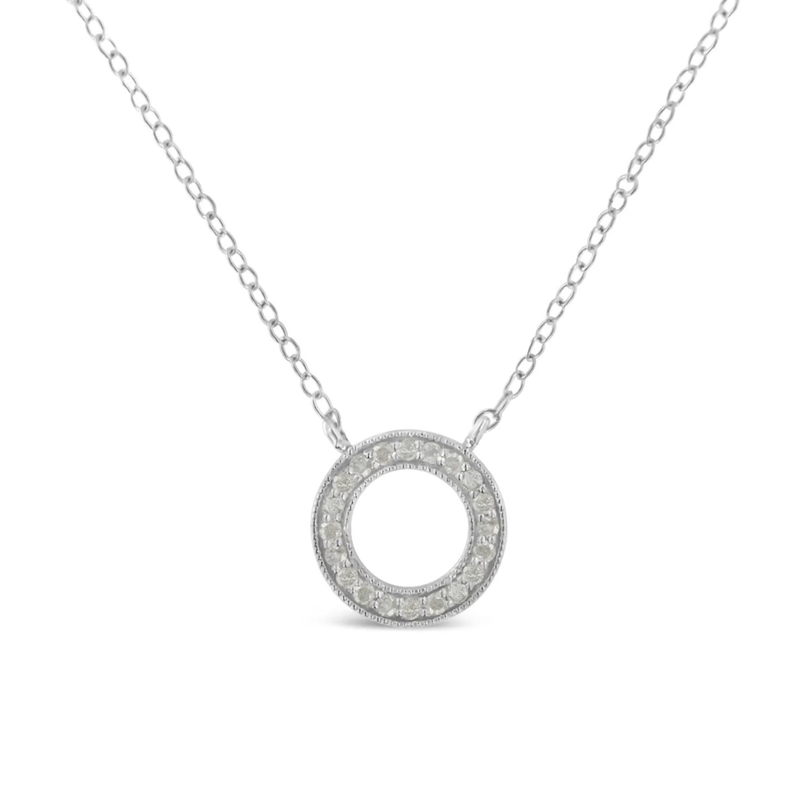 Sterling Silver 1/6 ctw Diamond Circle Necklace