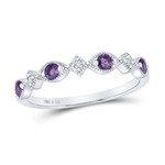 GND Sterling Silver Amethyst and Diamond Accent Ring