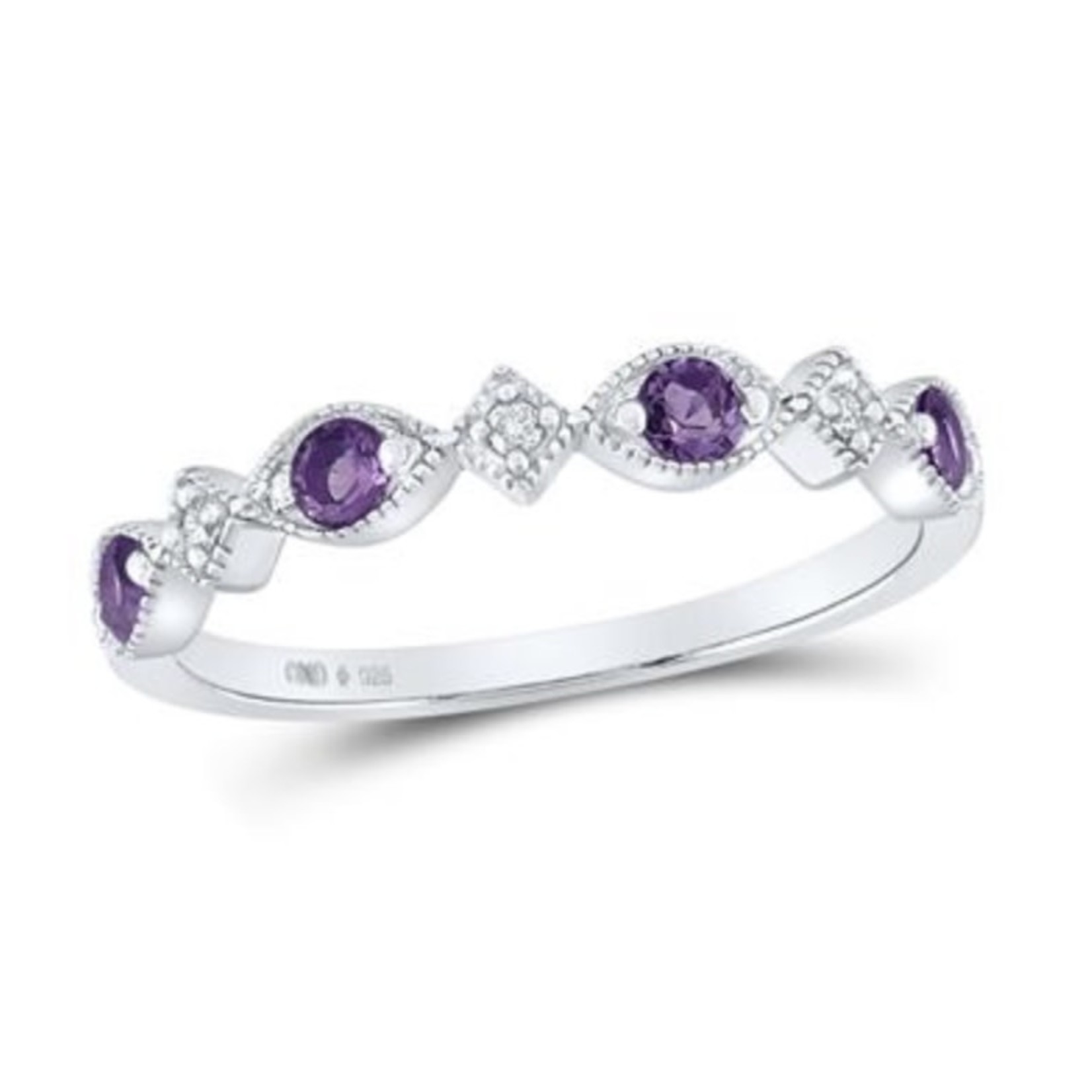 GND Sterling Silver Amethyst and Diamond Accent Ring