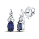 GND Sterling Silver Created Blue Sapphire Dangle Earrings
