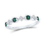 GND Sterling Silver Created Emerald and Diamond Accent Ring