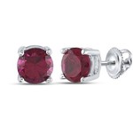 GND Sterling Silver 6mm Created Ruby Screwback Earrings