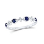 GND Sterling Silver Created Blue Sapphire and Diamond Accent Ring