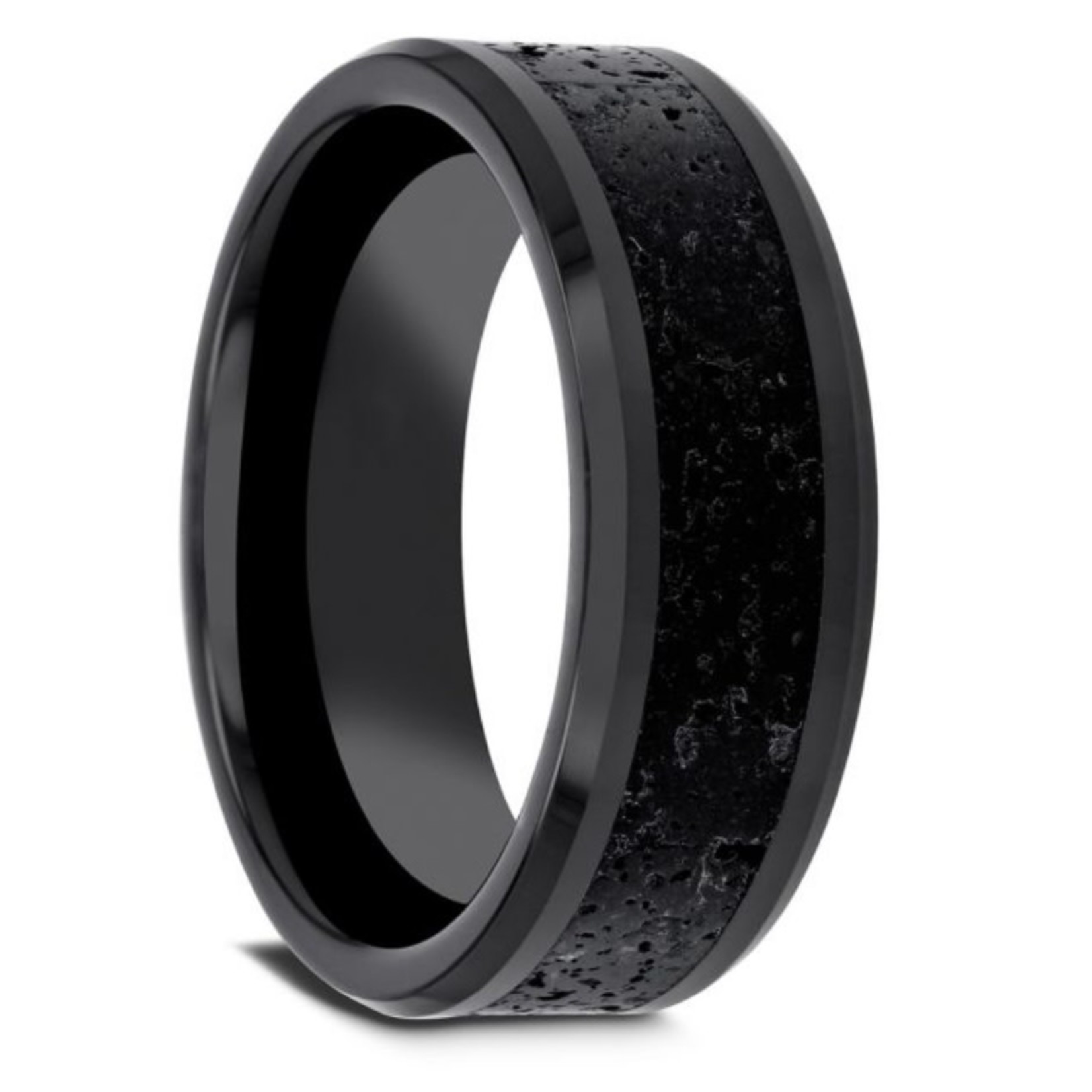 Thorsten Vesuvius Black Ceramic and Lava Rock Ring