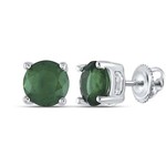 GND Sterling Silver Created Emerald Screwback Earrings