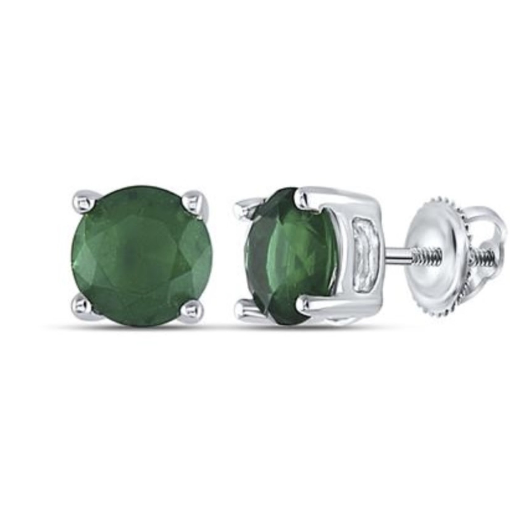 GND Sterling Silver Created Emerald Screwback Earrings