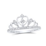 GND Sterling Silver 1/6 ctw Diamond Crown Ring