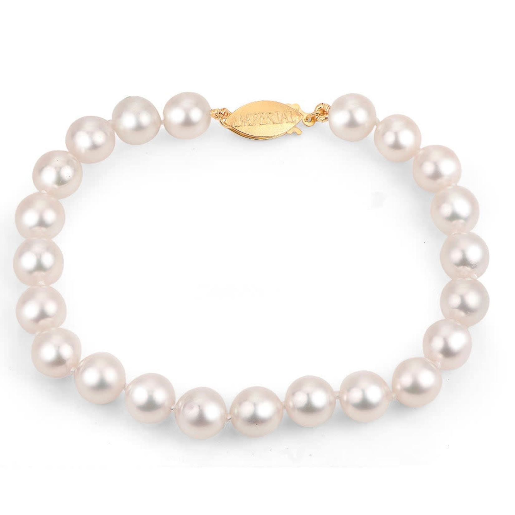 Imperial 14k Yellow Gold 7 inch 7mm Pearl Bracelet