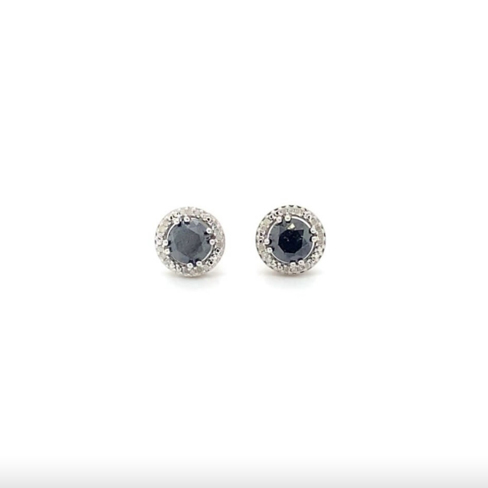 Midwest Sterling Silver 2 CTW Black and White Diamond Earrings