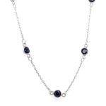 Midwest Sterling Silver Natural Sapphire Station Necklace