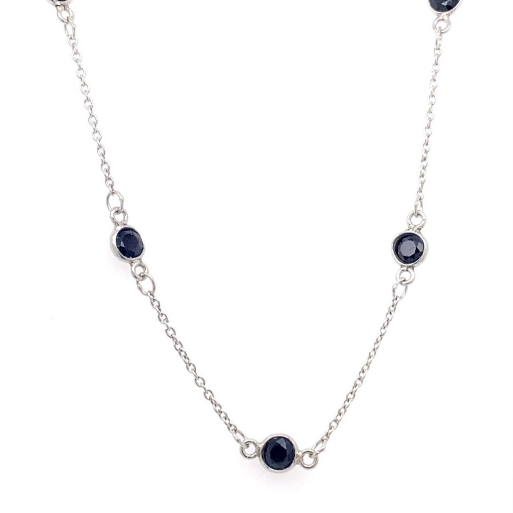 Midwest Sterling Silver Natural Sapphire Station Necklace