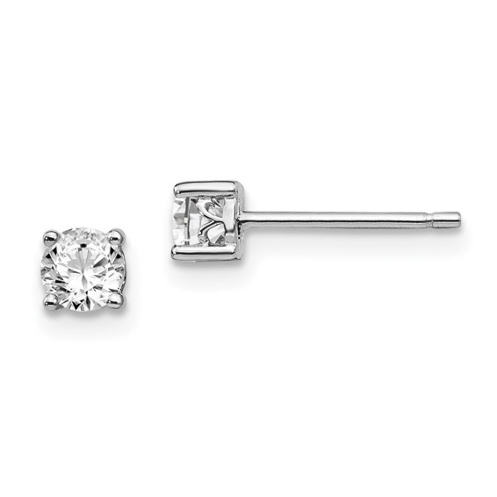 Quality Gold Sterling Silver 4mm White Topaz Earrings