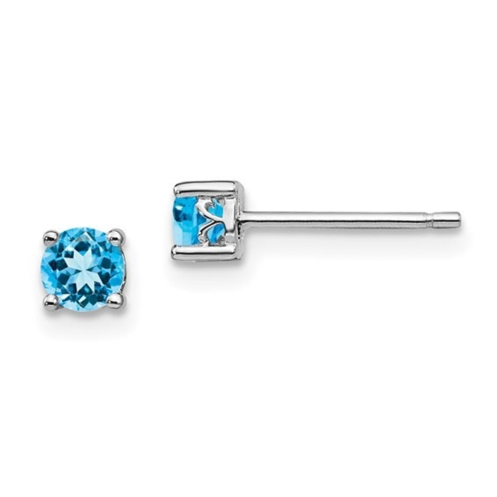 Sterling Silver 4mm Swiss Blue Topaz Earrings
