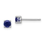 Quality Gold Sterling Silver 4mm Created Blue Sapphire Earrings