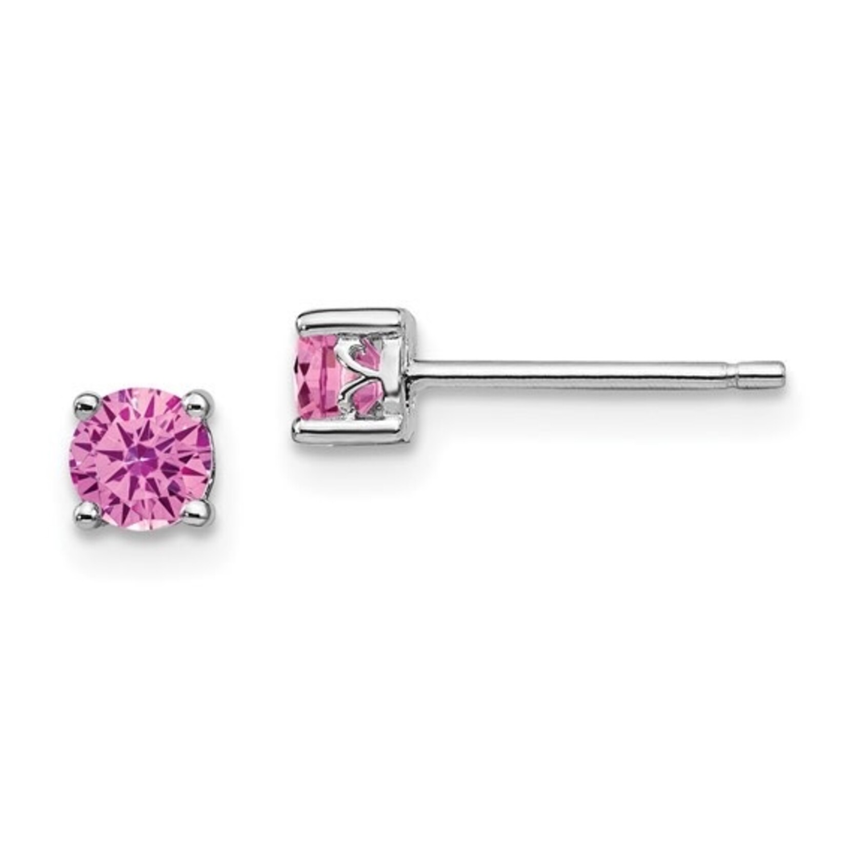 Quality Gold Sterling Silver 4mm Created Pink Sapphire Earrings