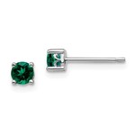 Quality Gold Sterling Silver 4mm Created Emerald Earrings