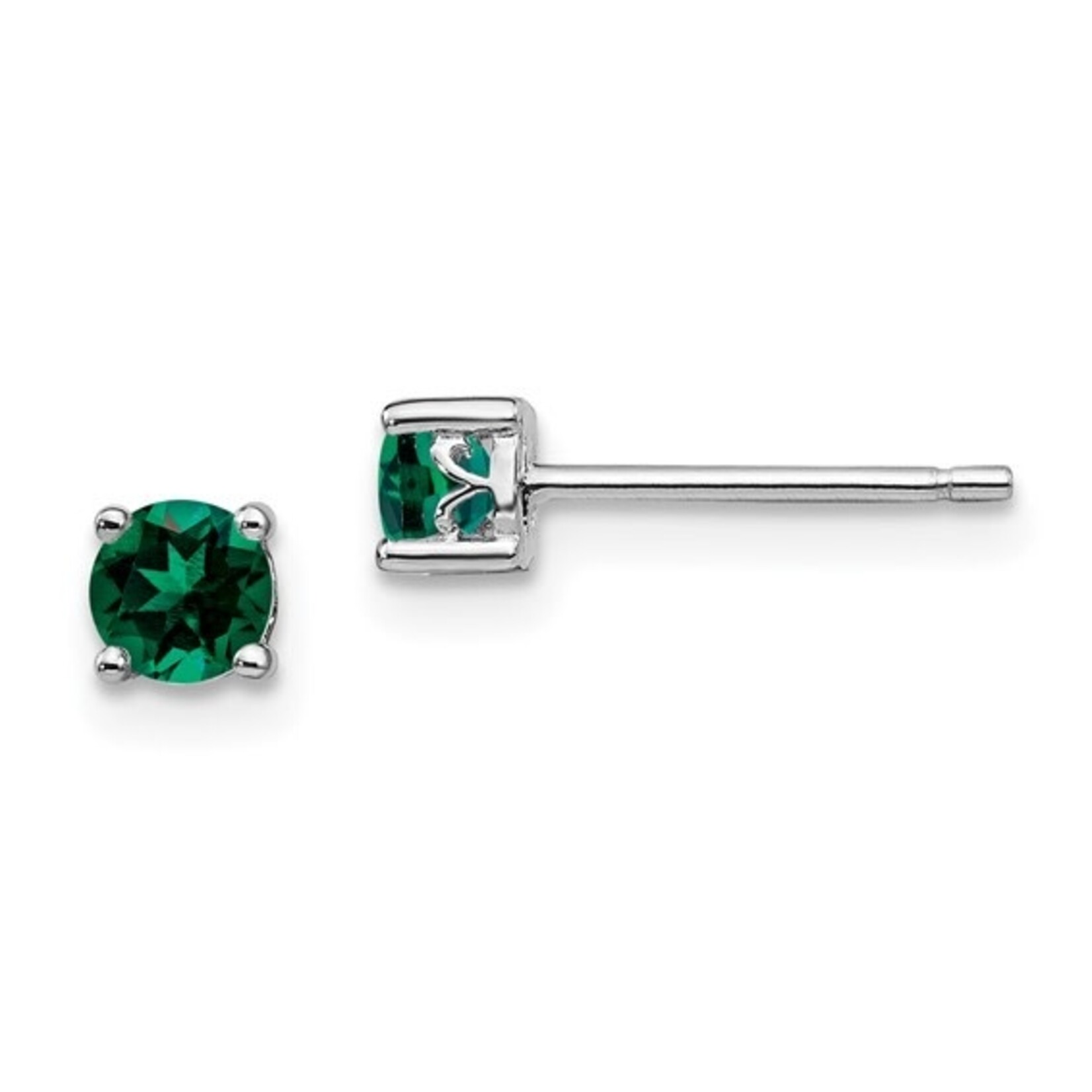 Quality Gold Sterling Silver 4mm Created Emerald Earrings