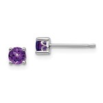 Quality Gold Sterling Silver 4mm Amethyst Earrings