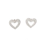 Midwest Sterling Silver 1/20 ctw Diamond Heart Earrings