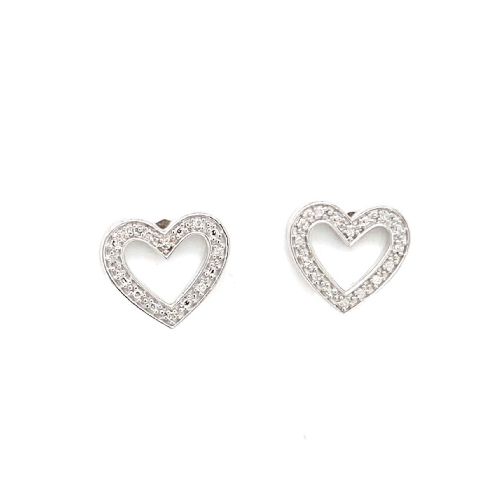 Midwest Sterling Silver 1/20 ctw Diamond Heart Earrings