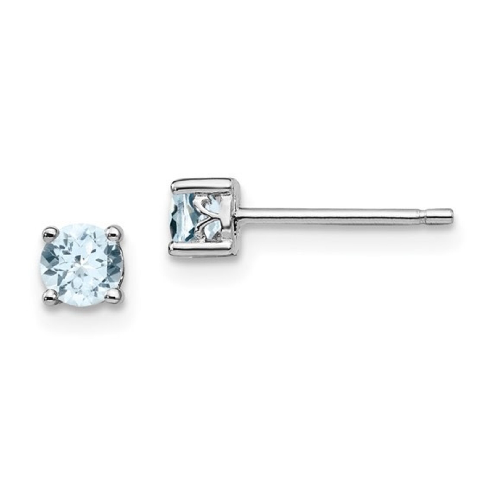 Quality Gold Sterling Silver 4mm Aquamarine Earrings