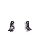 Sterling Silver 1/8 ctw Black and White Diamond Penguin Earrings