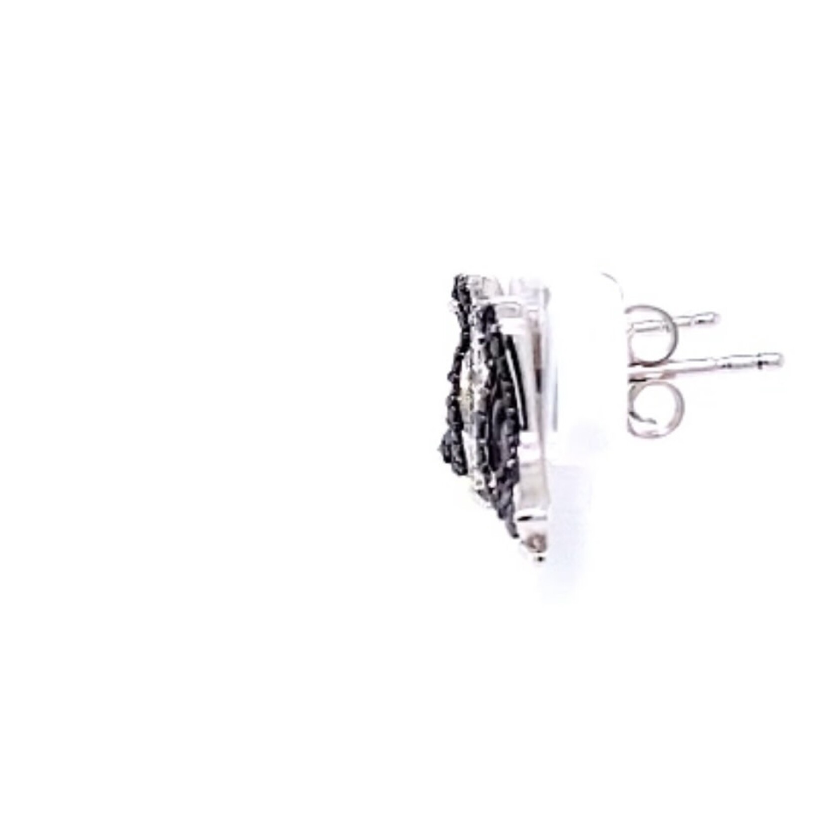 Sterling Silver 1/8 ctw Black and White Diamond Penguin Earrings