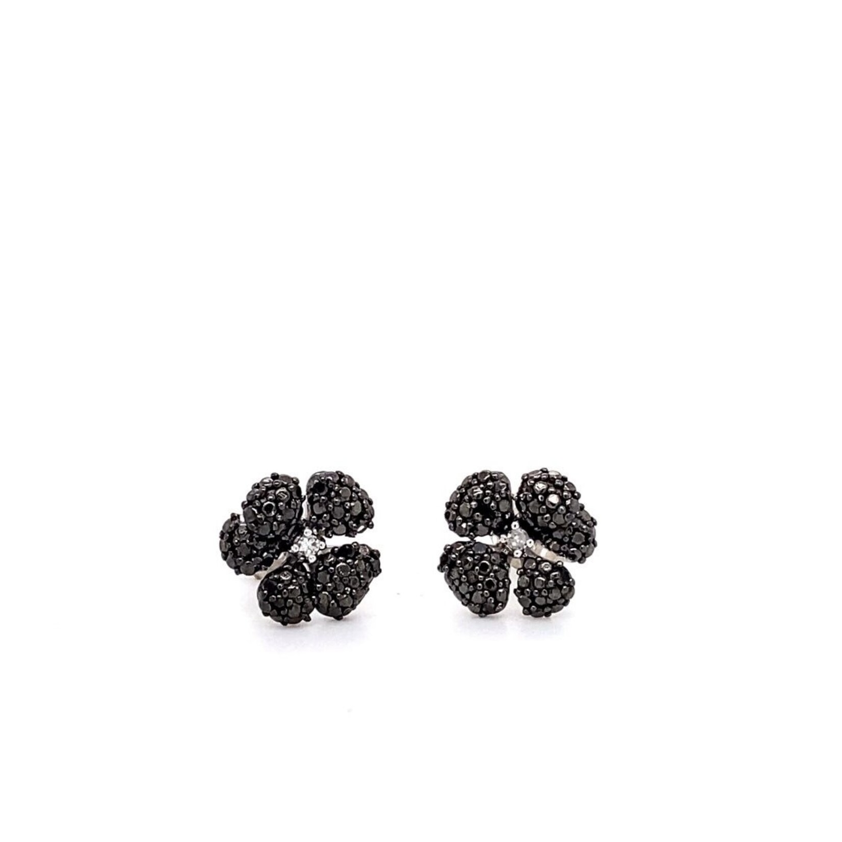Midwest Sterling Silver 1/5 ctw Black Diamond Flower Earrings