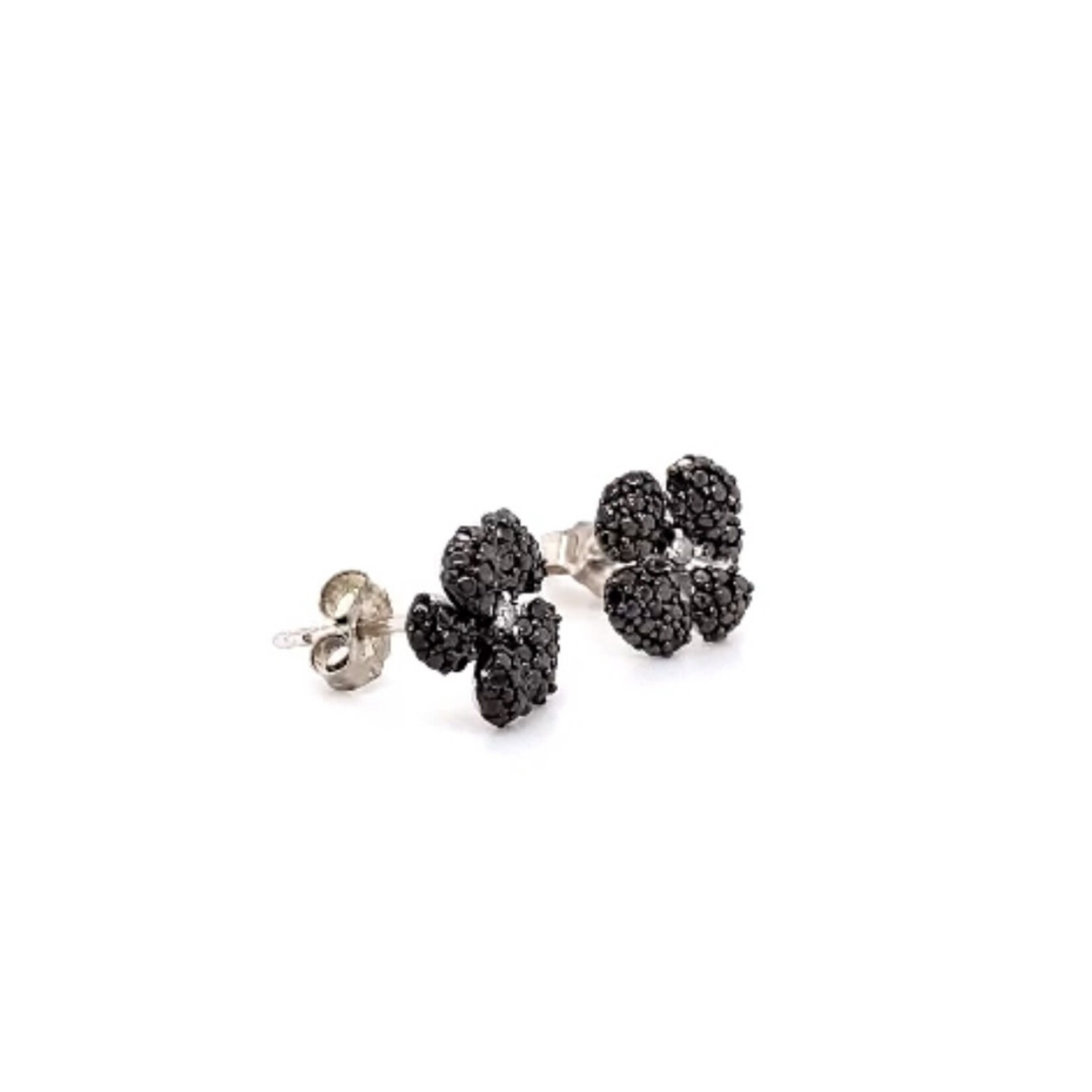 Midwest Sterling Silver 1/5 ctw Black Diamond Flower Earrings