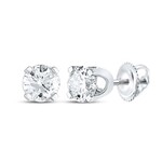GND 14k White Gold 1/2 ctw Diamond Solitaire Screwback Earrings