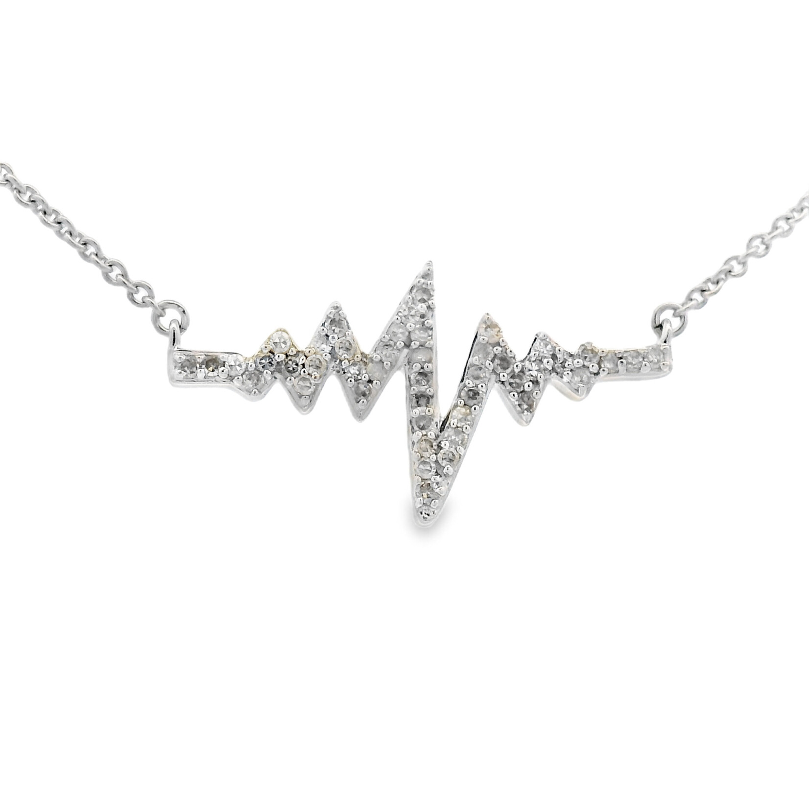 Global Sterling Silver 1/6 ctw Diamond Heartbeat Necklace