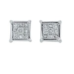 Diamond Traders 10k White Gold 1/8 ctw Invisible Set Screwback Earrings