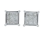 Diamond Traders 10k White Gold 1/2 ctw Invisible set Screwback Earrings
