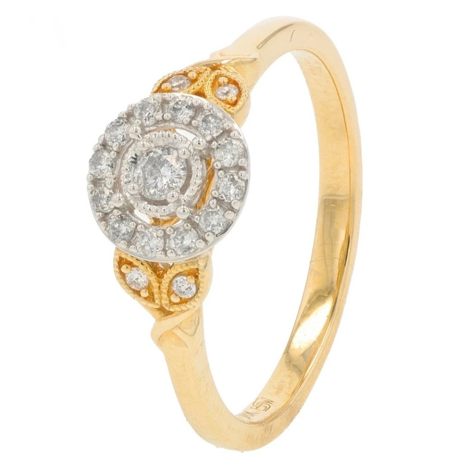 Diamond Traders 10k Yellow Gold 1/5 ctw Round Diamond Engagement Ring
