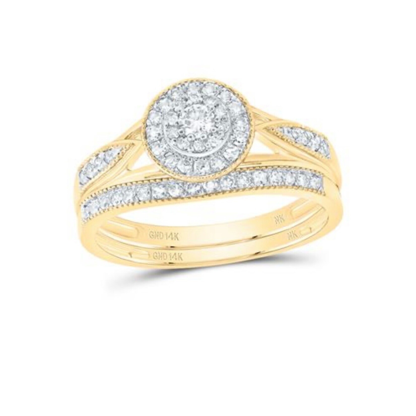 GND 14k Yellow Gold 3/8 ctw Diamond Bridal Set