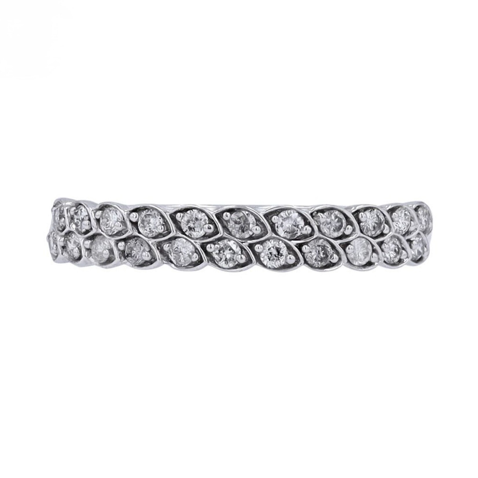 Diamond Traders 10k White Gold 1/4 ctw Double row Diamond Band